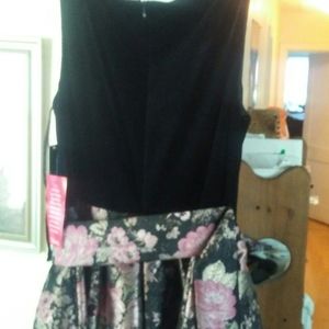 Black top with pink and gold leaves